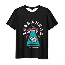 Мужская футболка 3D с принтом Zebrahead - Brain Invaders в Петрозаводске, 100% полиэфир | прямой крой, круглый вырез горловины, длина до линии бедер | album | brain | core | invaders | mind | rapcore | rock | ufo | zebrahead | альбом | зебрахед | мозг