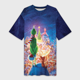 Платье-футболка 3D с принтом Dr. Seuss The Grinch в Петрозаводске,  |  | benedict | christmas | cumberbatch | grinch | max | whoville | winter | бенедикт | год | гринч | зима | камбербэтч | ктоград | макс | новый | рождество | снег | снежинки