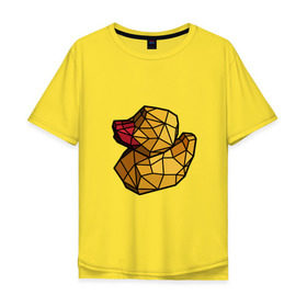 Мужская футболка хлопок Oversize с принтом Геометрическая уточка в Петрозаводске, 100% хлопок | свободный крой, круглый ворот, “спинка” длиннее передней части | 3d | bird | duck | geometric | геометрия | птица | утка