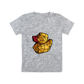 Детская футболка хлопок с принтом Геометрическая уточка в Петрозаводске, 100% хлопок | круглый вырез горловины, полуприлегающий силуэт, длина до линии бедер | 3d | bird | duck | geometric | геометрия | птица | утка