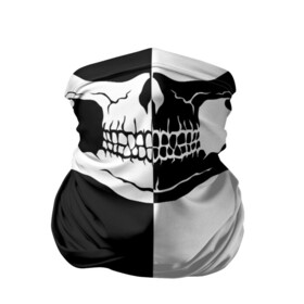 Бандана-труба 3D с принтом ЧЕРЕП в Петрозаводске, 100% полиэстер, ткань с особыми свойствами — Activecool | плотность 150‒180 г/м2; хорошо тянется, но сохраняет форму | bandana | black | black  white | bones | face | mask | skull | white | бандана | кости | лицо | маска | чб | череп | черный белый
