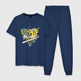 Мужская пижама хлопок с принтом Гаваи в Петрозаводске, 100% хлопок | брюки и футболка прямого кроя, без карманов, на брюках мягкая резинка на поясе и по низу штанин
 | гаваи | тропики