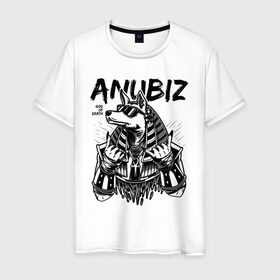 Мужская футболка хлопок с принтом Анубис в Петрозаводске, 100% хлопок | прямой крой, круглый вырез горловины, длина до линии бедер, слегка спущенное плечо. | anubiz | анубис | бог | бог войны | египет