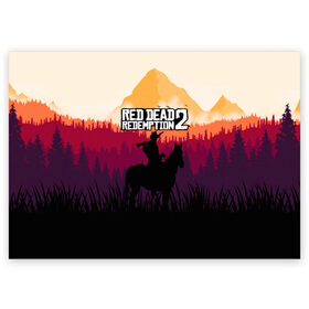 Поздравительная открытка с принтом Red Dead Redemption 2 в Петрозаводске, 100% бумага | плотность бумаги 280 г/м2, матовая, на обратной стороне линовка и место для марки
 | game | gamer | rdr2 | red dead redemption 2 | rockstar studios | игры | ковбой