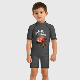 Детский купальный костюм 3D с принтом To Do: Nothing в Петрозаводске, Полиэстер 85%, Спандекс 15% | застежка на молнии на спине | ленивец | лень | панда