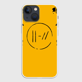 Чехол для iPhone 13 mini с принтом TWENTY ONE PILOTS в Петрозаводске,  |  | 21 pilots | 21p | music | rock | top | trench | twenty one pilots | yellow | группа | жёлтый | музыка | рок