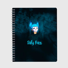 Тетрадь с принтом Sally Face в Петрозаводске, 100% бумага | 48 листов, плотность листов — 60 г/м2, плотность картонной обложки — 250 г/м2. Листы скреплены сбоку удобной пружинной спиралью. Уголки страниц и обложки скругленные. Цвет линий — светло-серый
 | sally face | гизмо | девид | девочка | игра | лари | ларри | мальчик | маска | мрачная | на лице | пых | с протезом | сал | сали | салли | салли фейс | фейс | фэйс | эддисон | эшли