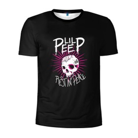 Мужская футболка 3D спортивная с принтом Lil Peep. Rest In Peace в Петрозаводске, 100% полиэстер с улучшенными характеристиками | приталенный силуэт, круглая горловина, широкие плечи, сужается к линии бедра | Тематика изображения на принте: лил пип | рэп