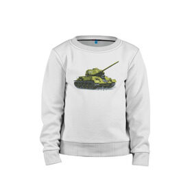 Детский свитшот хлопок с принтом Зимний Танк в Петрозаводске, 100% хлопок | круглый вырез горловины, эластичные манжеты, пояс и воротник | war | бмп | броня | военный | война | зеленый | оборона | онлайн | оружие | снежный | танк | танки | танки онлайн | танчики