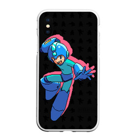 Чехол для iPhone XS Max матовый с принтом Mega Man (pixel art) Black в Петрозаводске, Силикон | Область печати: задняя сторона чехла, без боковых панелей | 8 bit | 8bit | art | dendy | famicom | game | games | japan | japanese | man | mega | mega man | megaman | nes | pixel | pixel art | pixelart | retro | video games | videogames
