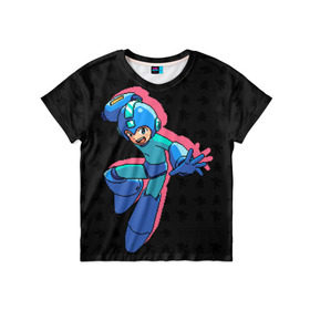 Детская футболка 3D с принтом Mega Man (pixel art) Black в Петрозаводске, 100% гипоаллергенный полиэфир | прямой крой, круглый вырез горловины, длина до линии бедер, чуть спущенное плечо, ткань немного тянется | 8 bit | 8bit | art | dendy | famicom | game | games | japan | japanese | man | mega | mega man | megaman | nes | pixel | pixel art | pixelart | retro | video games | videogames