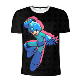 Мужская футболка 3D спортивная с принтом Mega Man (pixel art) Black в Петрозаводске, 100% полиэстер с улучшенными характеристиками | приталенный силуэт, круглая горловина, широкие плечи, сужается к линии бедра | 8 bit | 8bit | art | dendy | famicom | game | games | japan | japanese | man | mega | mega man | megaman | nes | pixel | pixel art | pixelart | retro | video games | videogames