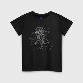 Детская футболка хлопок с принтом Белая медуза векторный рисунок в Петрозаводске, 100% хлопок | круглый вырез горловины, полуприлегающий силуэт, длина до линии бедер | art | medusa | vector | абстракция | вектор | медуза | щупальца