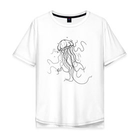 Мужская футболка хлопок Oversize с принтом Черная медуза векторный рисуно в Петрозаводске, 100% хлопок | свободный крой, круглый ворот, “спинка” длиннее передней части | Тематика изображения на принте: art | meduza | абстракция.vector | вектор | медуза | щупальца