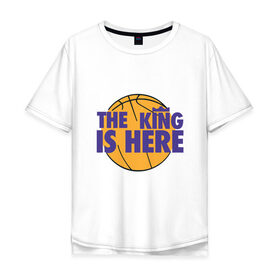 Мужская футболка хлопок Oversize с принтом Lakers - Король здесь в Петрозаводске, 100% хлопок | свободный крой, круглый ворот, “спинка” длиннее передней части | cavaliers | cleveland | coach | james | king | lakers | lebron | los angeles | nba | player | slam dunk | sport | team | баскетбол | борода | джеймс | игрок | кавальерс | калиф | кливленд | король | леброн | лейкерс | лос анджелес | нба | слэм д