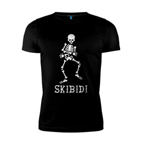 Мужская футболка хлопок Slim с принтом Skibidi в Петрозаводске, 92% хлопок, 8% лайкра | приталенный силуэт, круглый вырез ворота, длина до линии бедра, короткий рукав | Тематика изображения на принте: dance | little big | music | punk | rave | rock | skibidi | skull | литл биг | музыка | панк | песня | рок | рэ | рэйв | скелет | скибиди | танец | хип хоп | череп