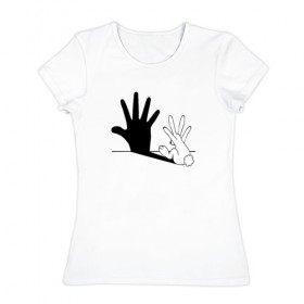 Женская футболка хлопок с принтом Тень кролика в Петрозаводске, 100% хлопок | прямой крой, круглый вырез горловины, длина до линии бедер, слегка спущенное плечо | 