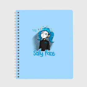 Тетрадь с принтом Sally Face в Петрозаводске, 100% бумага | 48 листов, плотность листов — 60 г/м2, плотность картонной обложки — 250 г/м2. Листы скреплены сбоку удобной пружинной спиралью. Уголки страниц и обложки скругленные. Цвет линий — светло-серый
 | sally face | гизмо | девид | девочка | игра | лари | ларри | мальчик | маска | мрачная | на лице | пых | с протезом | сал | сали | салли | салли фейс | фейс | фэйс | эддисон | эшли