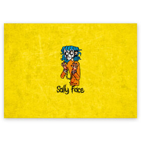 Поздравительная открытка с принтом Sally Face в Петрозаводске, 100% бумага | плотность бумаги 280 г/м2, матовая, на обратной стороне линовка и место для марки
 | sally face | гизмо | девид | девочка | игра | лари | ларри | мальчик | маска | мрачная | на лице | пых | с протезом | сал | сали | салли | салли фейс | фейс | фэйс | эддисон | эшли