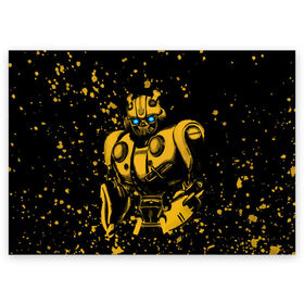 Поздравительная открытка с принтом Bumblebee в Петрозаводске, 100% бумага | плотность бумаги 280 г/м2, матовая, на обратной стороне линовка и место для марки
 | Тематика изображения на принте: kefer | volkswagen | автобот | бамблби | трансформатор | трансформаторы | шершень | шмель