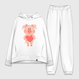 Женский костюм хлопок Oversize с принтом Love Pig в Петрозаводске,  |  | 2019 | дед мороз | дом | елка | желание | животные | зима | кабан | милый | мороз | настроение | новый год | пеппа | подарок | позитив | поросенок | праздник | радость | рождество | санта клаус | свинка