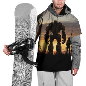 Накидка на куртку 3D с принтом Бамблби и Чарли на закате в Петрозаводске, 100% полиэстер |  | bumblebee | kefer | volkswagen | автобот | трансформатор | трансформаторы | шершень | шмель