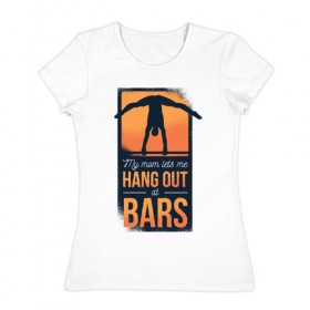 Женская футболка хлопок с принтом Гимнастика в Петрозаводске, 100% хлопок | прямой крой, круглый вырез горловины, длина до линии бедер, слегка спущенное плечо | 