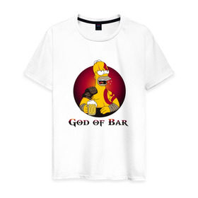 Мужская футболка хлопок с принтом God of Bar в Петрозаводске, 100% хлопок | прямой крой, круглый вырез горловины, длина до линии бедер, слегка спущенное плечо. | god of war | бар | гомер | симпсоны