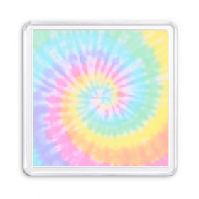 Магнит 55*55 с принтом Pastel Tie Dye в Петрозаводске, Пластик | Размер: 65*65 мм; Размер печати: 55*55 мм | Тематика изображения на принте: tie dye | абстракция | краска | хиппи