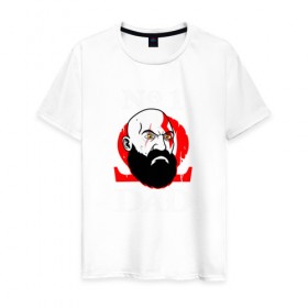 Мужская футболка хлопок с принтом Dad Kratos в Петрозаводске, 100% хлопок | прямой крой, круглый вырез горловины, длина до линии бедер, слегка спущенное плечо. | god of war | кратос