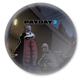 Значок с принтом Payday 2 в Петрозаводске,  металл | круглая форма, металлическая застежка в виде булавки | 