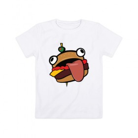 Детская футболка хлопок с принтом Durr burger в Петрозаводске, 100% хлопок | круглый вырез горловины, полуприлегающий силуэт, длина до линии бедер | Тематика изображения на принте: battle | durrr | fastfood | fortnite | royale | бургер | еда | фастфуд
