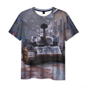 Мужская футболка 3D с принтом Танк в засаде в Петрозаводске, 100% полиэфир | прямой крой, круглый вырез горловины, длина до линии бедер | 9 мая | cs | winner | wot | армия | бронетехника | вов | день победы | зима | игра | контра | оружие | победитель | танки | танки онлайн | танкист | танковые войска