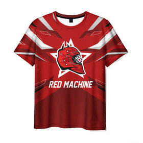 Мужская футболка 3D с принтом Red machine в Петрозаводске, 100% полиэфир | прямой крой, круглый вырез горловины, длина до линии бедер | Тематика изображения на принте: hockey | national | red machine | russia | team | красная машина | россия | сборная | хоккей | хоккейная