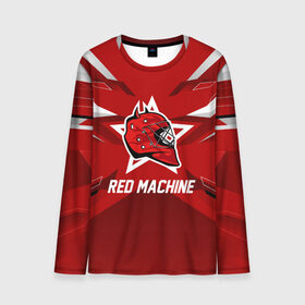 Мужской лонгслив 3D с принтом Red machine в Петрозаводске, 100% полиэстер | длинные рукава, круглый вырез горловины, полуприлегающий силуэт | hockey | national | red machine | russia | team | красная машина | россия | сборная | хоккей | хоккейная