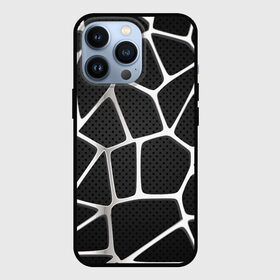 Чехол для iPhone 13 Pro с принтом Серебряная паутина в Петрозаводске,  |  | Тематика изображения на принте: абстракция | алюминий | геометрия | карбон | нить | паутина | серебро | сеть | сталь
