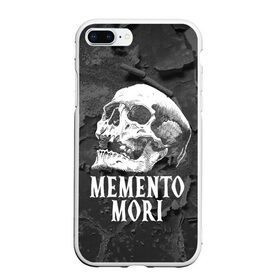 Чехол для iPhone 7Plus/8 Plus матовый с принтом Memento mori в Петрозаводске, Силикон | Область печати: задняя сторона чехла, без боковых панелей | Тематика изображения на принте: black | death | life | memento mori | skeleton | skull | жизнь | скелет | череп | черный