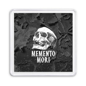 Магнит 55*55 с принтом Memento mori в Петрозаводске, Пластик | Размер: 65*65 мм; Размер печати: 55*55 мм | black | death | life | memento mori | skeleton | skull | жизнь | скелет | череп | черный