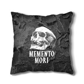 Подушка 3D с принтом Memento mori в Петрозаводске, наволочка – 100% полиэстер, наполнитель – холлофайбер (легкий наполнитель, не вызывает аллергию). | состоит из подушки и наволочки. Наволочка на молнии, легко снимается для стирки | black | death | life | memento mori | skeleton | skull | жизнь | скелет | череп | черный