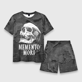 Мужской костюм с шортами 3D с принтом Memento mori в Петрозаводске,  |  | black | death | life | memento mori | skeleton | skull | жизнь | скелет | череп | черный