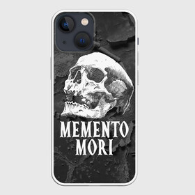 Чехол для iPhone 13 mini с принтом Memento mori в Петрозаводске,  |  | black | death | life | memento mori | skeleton | skull | жизнь | скелет | череп | черный