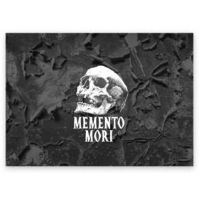 Поздравительная открытка с принтом Memento mori в Петрозаводске, 100% бумага | плотность бумаги 280 г/м2, матовая, на обратной стороне линовка и место для марки
 | black | death | life | memento mori | skeleton | skull | жизнь | скелет | череп | черный