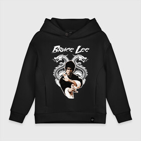 Детское худи Oversize хлопок с принтом Bruce lee в Петрозаводске, френч-терри — 70% хлопок, 30% полиэстер. Мягкий теплый начес внутри —100% хлопок | боковые карманы, эластичные манжеты и нижняя кромка, капюшон на магнитной кнопке | bruce lee | jeet kune do | брюс ли | каратэ