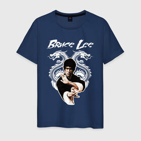 Мужская футболка хлопок с принтом Bruce lee в Петрозаводске, 100% хлопок | прямой крой, круглый вырез горловины, длина до линии бедер, слегка спущенное плечо. | bruce lee | jeet kune do | брюс ли | каратэ