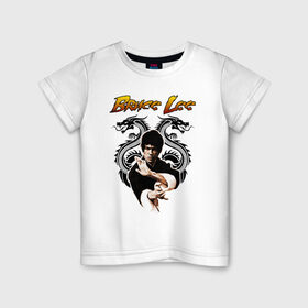 Детская футболка хлопок с принтом Bruce lee в Петрозаводске, 100% хлопок | круглый вырез горловины, полуприлегающий силуэт, длина до линии бедер | bruce lee | jeet kune do | karate | брюс ли | каратэ