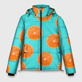 Мужская зимняя куртка 3D с принтом Апельсины в Петрозаводске, верх — 100% полиэстер; подкладка — 100% полиэстер; утеплитель — 100% полиэстер | длина ниже бедра, свободный силуэт Оверсайз. Есть воротник-стойка, отстегивающийся капюшон и ветрозащитная планка. 

Боковые карманы с листочкой на кнопках и внутренний карман на молнии. | апельсин | апельсины | грейпфрукт | грейпфрут | разрез | сочный | фрукт