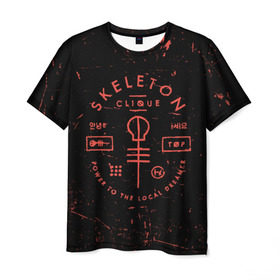 Мужская футболка 3D с принтом TOP - Skeleton Clique в Петрозаводске, 100% полиэфир | прямой крой, круглый вырез горловины, длина до линии бедер | band | best | blurry | face | indie | logo | music | one | pilots | pop | regional | rock | symbol | top | trench | twenty | vessel | группа | инди | лого | логотип | музыка | пилоты | поп | рок | символ | топ | тренч