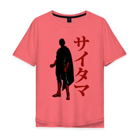 Мужская футболка хлопок Oversize с принтом Сайтама в Петрозаводске, 100% хлопок | свободный крой, круглый ворот, “спинка” длиннее передней части | ok hero | one | punchm anime | saitama | аниме | ванпанч