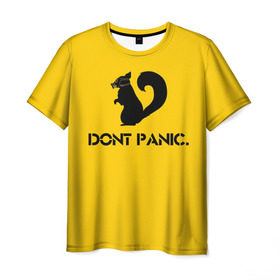 Мужская футболка 3D с принтом Dont Panic. в Петрозаводске, 100% полиэфир | прямой крой, круглый вырез горловины, длина до линии бедер | dont panic | белка | енот | скунс