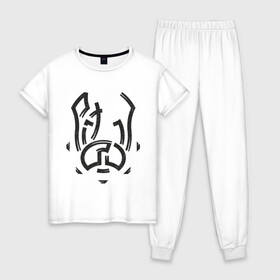 Женская пижама хлопок с принтом Pitbull в Петрозаводске, 100% хлопок | брюки и футболка прямого кроя, без карманов, на брюках мягкая резинка на поясе и по низу штанин | pitbull | пес | питбуль | собака | стаф